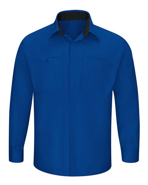 Red Kap SY32T — Men's Tall Performance Plus Long Sleeve Shirt with OilBlok Technology — Royal Blue/ Black