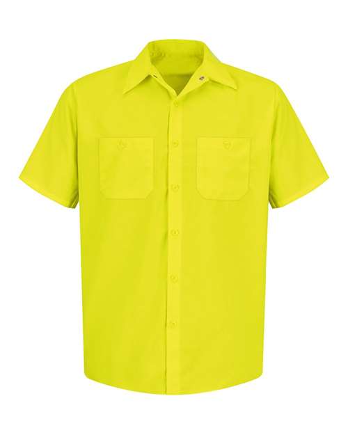 Red Kap SS24T — Men's Tall Enhanced Visibility Short Sleeve Work Shirt — Yellow/ Green