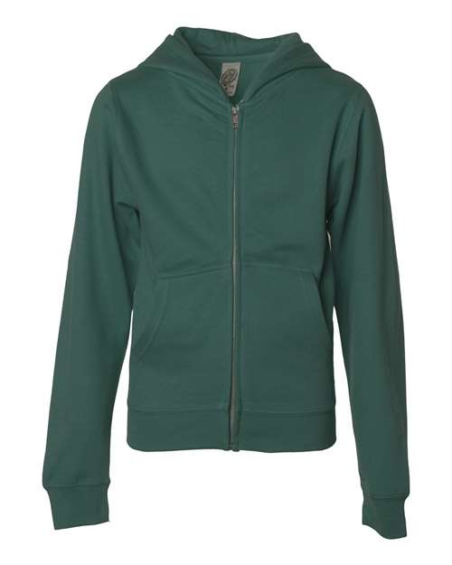Independent Trading Co. SS4001YZ — Youth Midweight Full-Zip Hooded Sweatshirt — Alpine Green