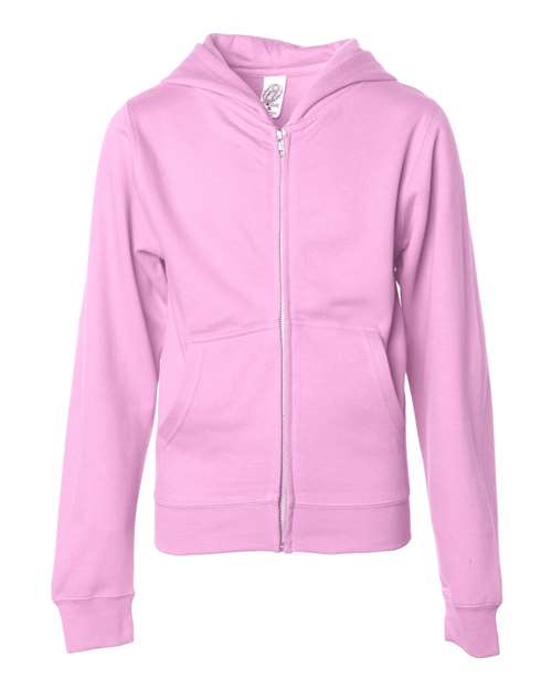 Independent Trading Co. SS4001YZ — Youth Midweight Full-Zip Hooded Sweatshirt — Light Pink