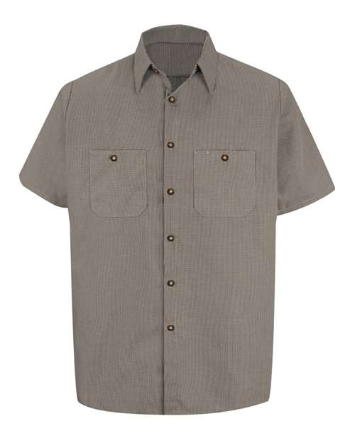 Red Kap SP20T — Men's Tall Premium Short Sleeve Work Shirt — KB-Khaki/ Black Microcheck