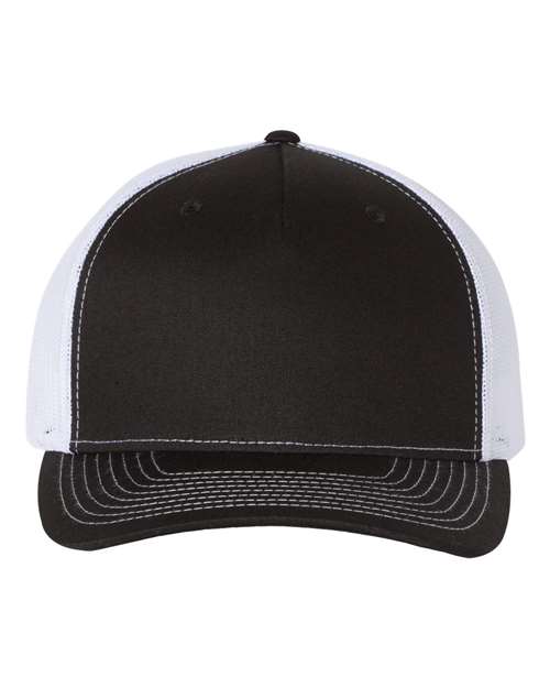 Richardson 112FP — Five-Panel Trucker Cap — Black/ White