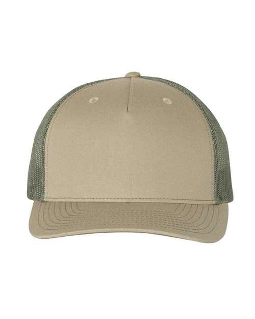 Richardson 112FP — Five-Panel Trucker Cap — Pale Khaki/ Loden Green