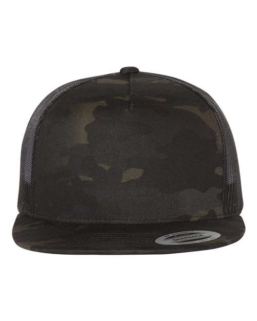 YP Classics 6006 — Classic Five-Panel Trucker Cap — Multicam Black/ Black