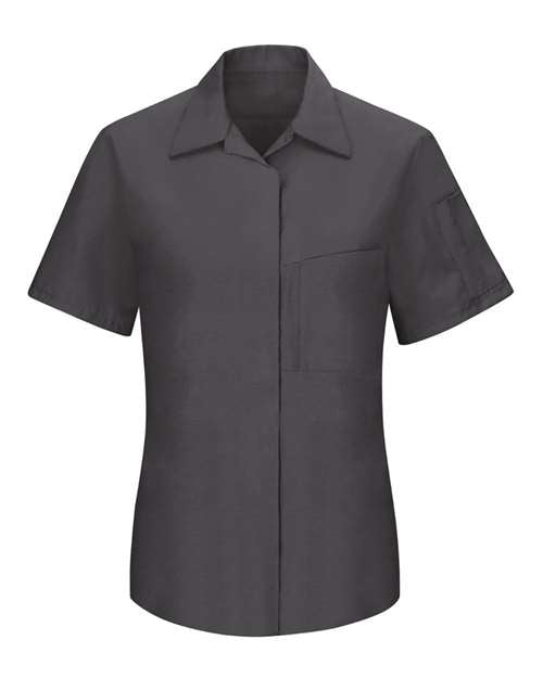 Red Kap SY41 — Women's Performance Plus Short Sleeve Shop Shirt with Oilblok Technology — Charcoal/ Yellow