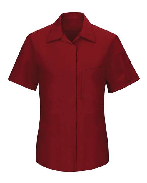 Red Kap SY41 — Women's Performance Plus Short Sleeve Shop Shirt with Oilblok Technology — Fireball Red/ Charcoal