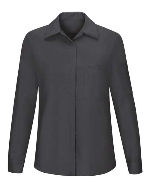 Red Kap SY31 — Women's Performance Plus Long Sleeve Shop Shirt with Oilblok Technology — Charcoal/ Yellow