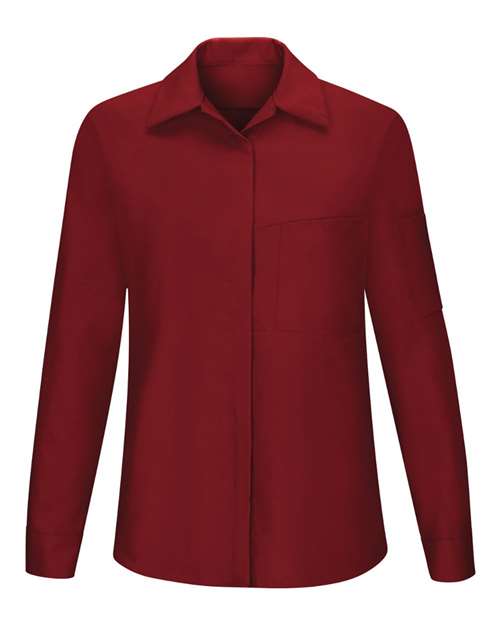 Red Kap SY31 — Women's Performance Plus Long Sleeve Shop Shirt with Oilblok Technology — Fireball Red/ Charcoal