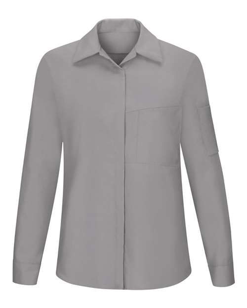Red Kap SY31 — Women's Performance Plus Long Sleeve Shop Shirt with Oilblok Technology — Light Grey/ Charcoal
