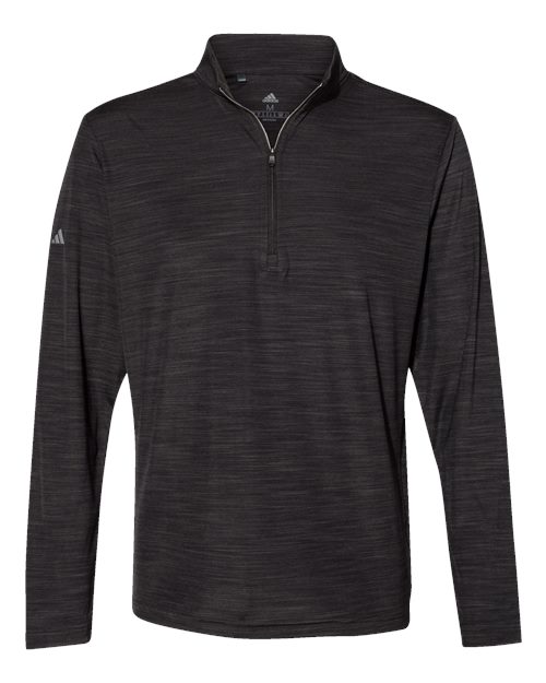 Adidas A475 — Men's Lightweight Mélange Quarter-Zip Pullover — Black Melange