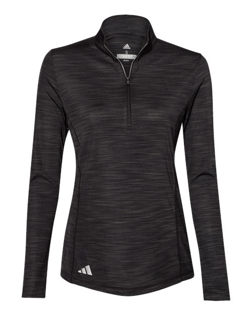 Adidas A476 — Women's Lightweight Mélange Quarter-Zip Pullover — Black Melange