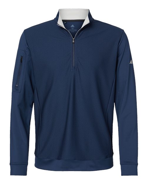 Adidas A295 — Men's Textured Quarter-Zip Pullover — Collegiate Navy