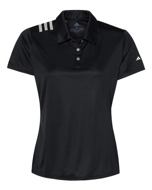 Adidas A325 — Women's 3-Stripes Shoulder Polo — Black/ White