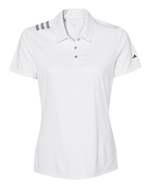Adidas A325 — Women's 3-Stripes Shoulder Polo — White/ Black