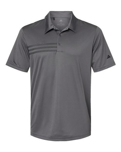 Adidas A324 — Men's 3-Stripes Chest Polo — Grey Five/ Black