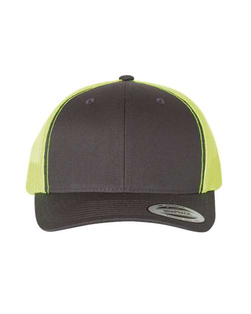 YP Classics 6606 — Retro Trucker Cap — Charcoal/ Neon Green