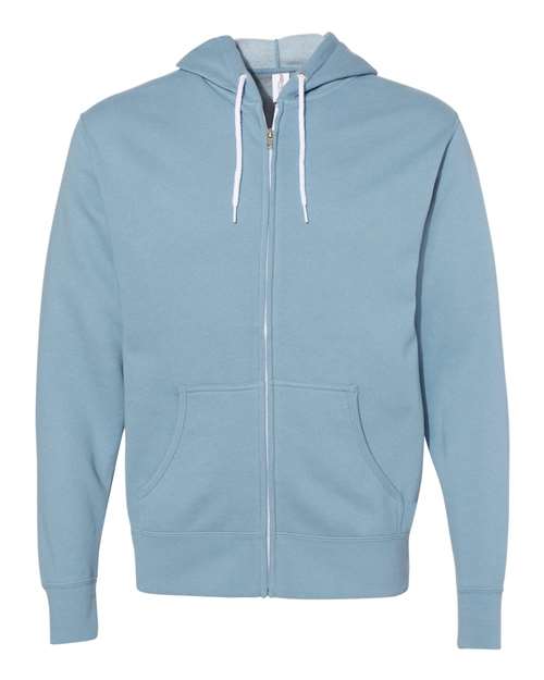 Independent Trading Co. AFX90UNZ — Unisex Lightweight Full-Zip Hooded Sweatshirt — Misty Blue