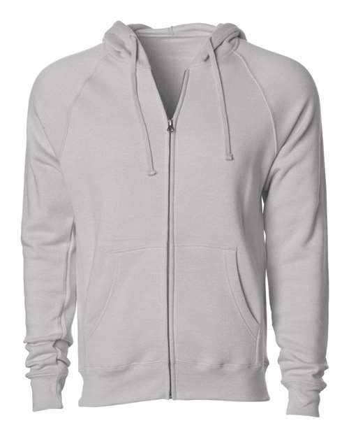 Independent Trading Co. PRM33SBZ — Unisex Special Blend Raglan Full-Zip Hooded Sweatshirt — Stone Heather