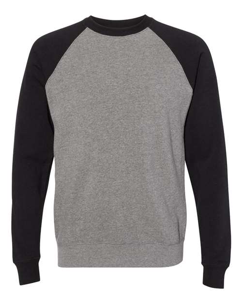 Independent Trading Co. PRM30SBC — Unisex Special Blend Raglan Crewneck Sweatshirt — Nickel Heather/ Black