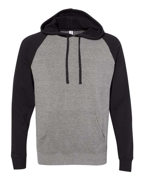 Independent Trading Co. PRM33SBP — Unisex Special Blend Raglan Hooded Sweatshirt — Nickel Heather/ Black