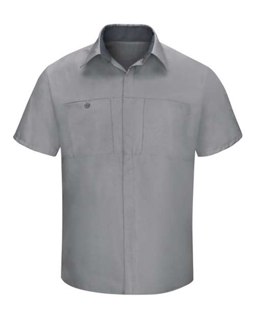 Red Kap SY42T — Men's Tall Performance Plus Short Sleeve Shirt with Oilblok Technology — Light Grey/ Charcoal