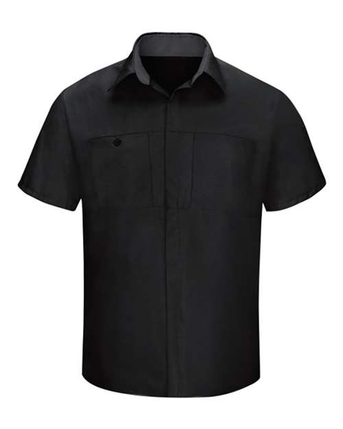 Red Kap SY42 — Men's Performance Plus Short Sleeve Shirt With Oilblok Technology — Black/ Charcoal