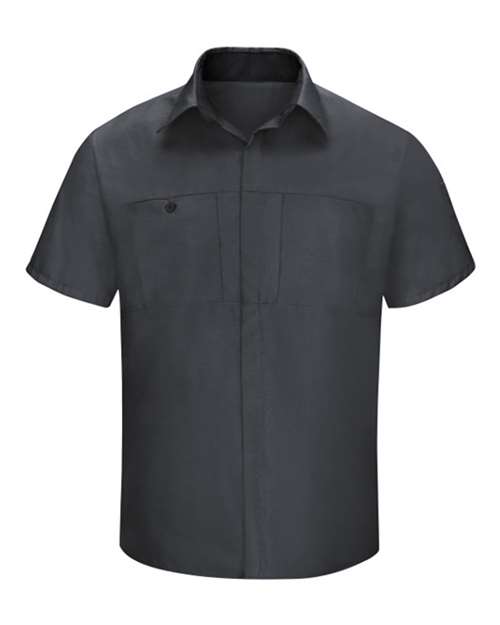 Red Kap SY42 — Men's Performance Plus Short Sleeve Shirt With Oilblok Technology — Charcoal/ Black