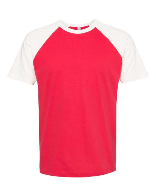 Next Level 3650 — Unisex Cotton Raglan T-Shirt — Natural/ Red