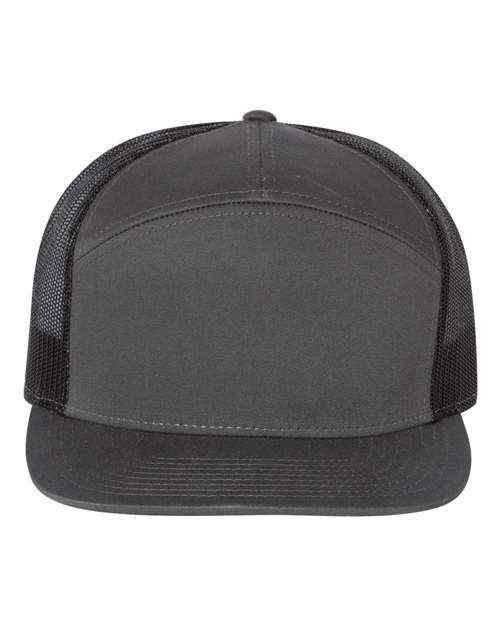 Richardson 168 — Seven-Panel Trucker Cap — Charcoal/ Black