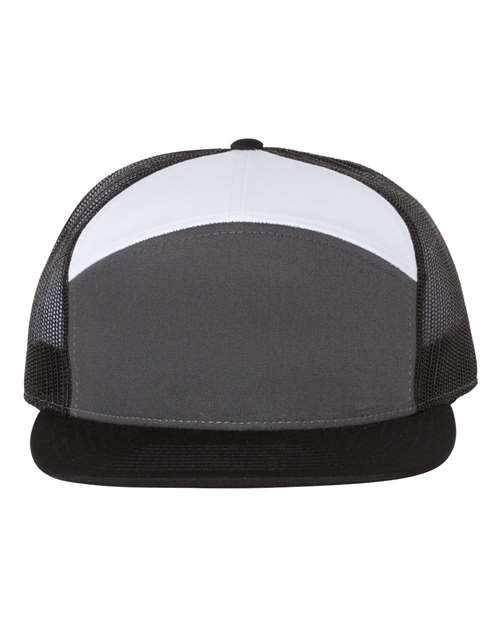 Richardson 168 — Seven-Panel Trucker Cap — Charcoal/ Black/ White