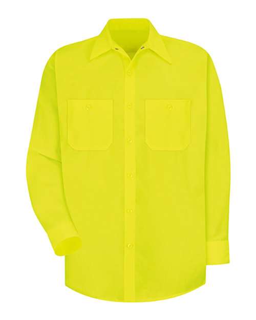 Red Kap SS14T — Men's Tall Enhanced Visibility Long Sleeve Work Shirt — Fluorescent Yellow