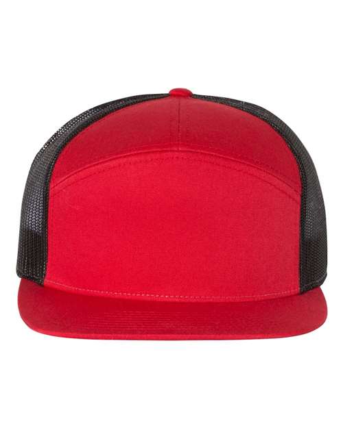 Richardson 168 — Seven-Panel Trucker Cap — Red/ Black
