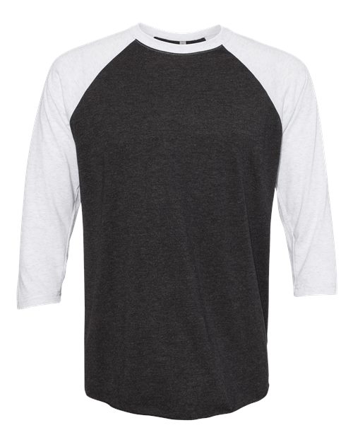 Next Level 6051 — Unisex Triblend Three-Quarter Raglan T-Shirt — Heather White/ Vintage Black