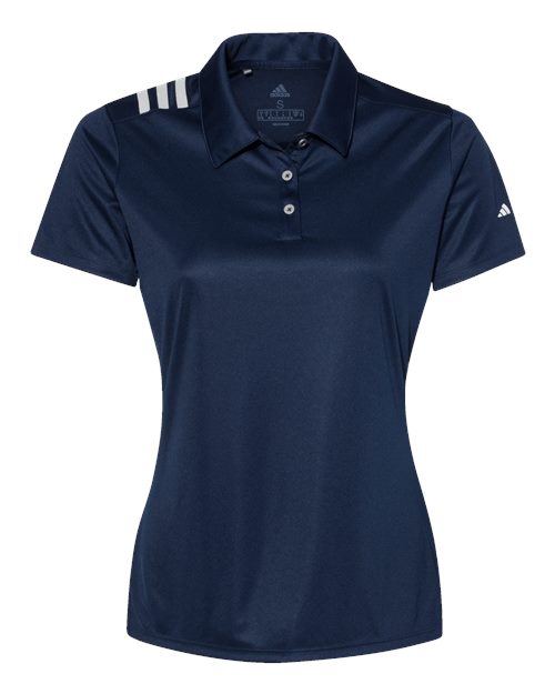 Adidas A325 — Women's 3-Stripes Shoulder Polo — Collegiate Navy/ White