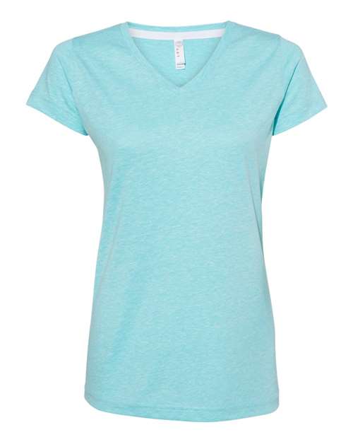 LAT 3591 — Women's Harborside Mélange V-Neck Tee — Caribbean Melange