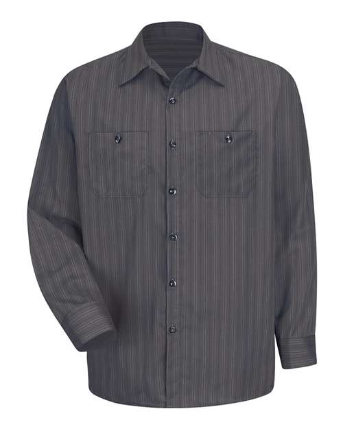 Red Kap SP10T — Men's Tall Premium Long Sleeve Work Shirt — Charcoal/ Blue/ White Stripe
