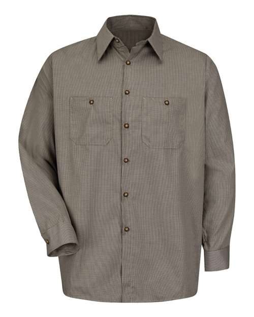 Red Kap SP10T — Men's Tall Premium Long Sleeve Work Shirt — KB-Khaki/ Black Microcheck