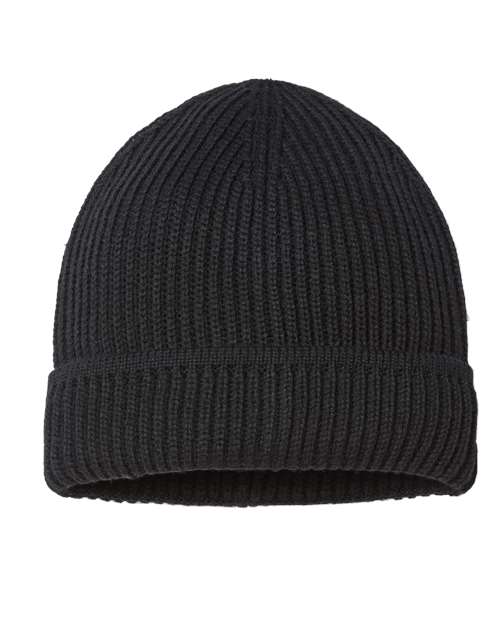 Atlantis Headwear MAPLE — Sustainable Finish Edge Cuffed Beanie — Black