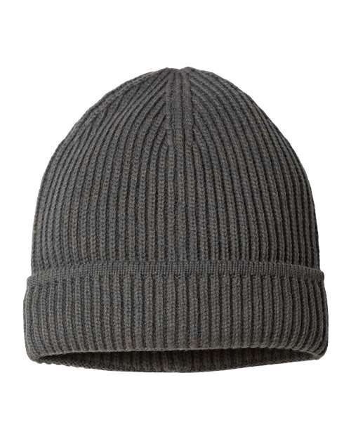 Atlantis Headwear MAPLE — Sustainable Finish Edge Cuffed Beanie — Dark Grey