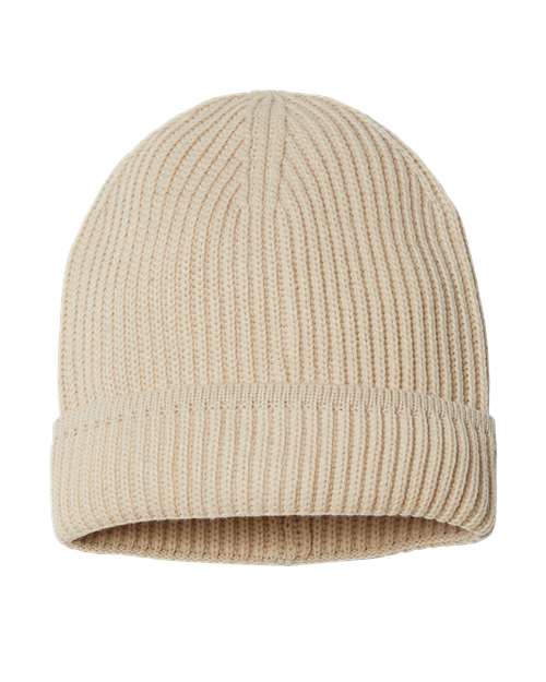 Atlantis Headwear MAPLE — Sustainable Finish Edge Cuffed Beanie — Light Beige