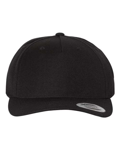 YP Classics 5789M — Premium Five-Panel Curved Bill Snapback Cap — Black