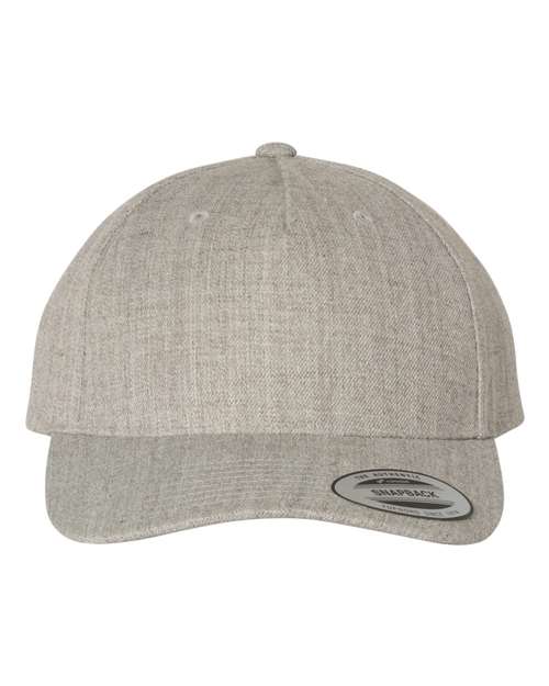 YP Classics 5789M — Premium Five-Panel Curved Bill Snapback Cap — Heather Grey