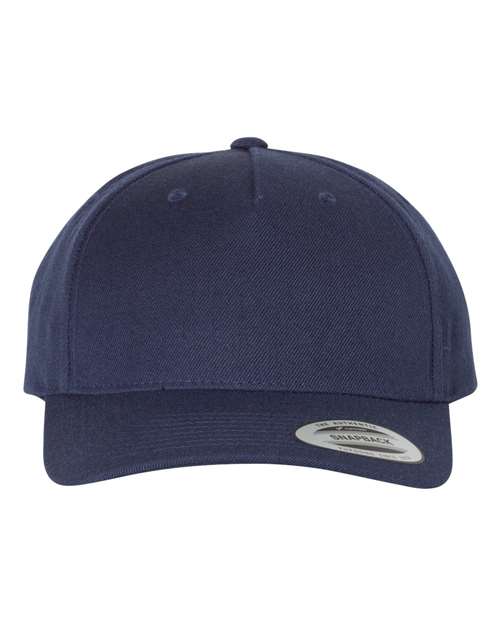 YP Classics 5789M — Premium Five-Panel Curved Bill Snapback Cap — Navy