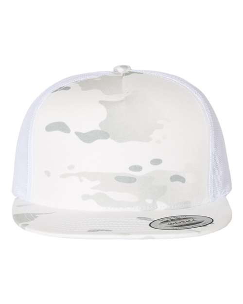 YP Classics 6006 — Classic Five-Panel Trucker Cap — Multicam Alpine/ White