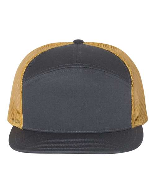 Richardson 168 — Seven-Panel Trucker Cap — Charcoal/ Old Gold