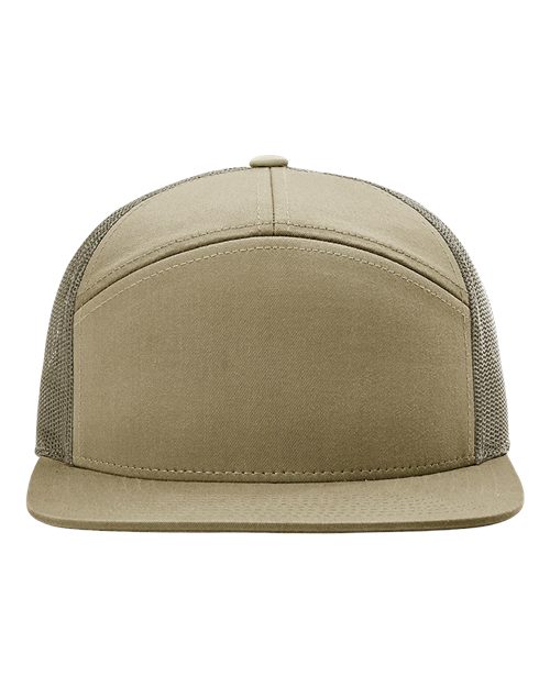 Richardson 168 — Seven-Panel Trucker Cap — Pale Khaki/ Loden Green