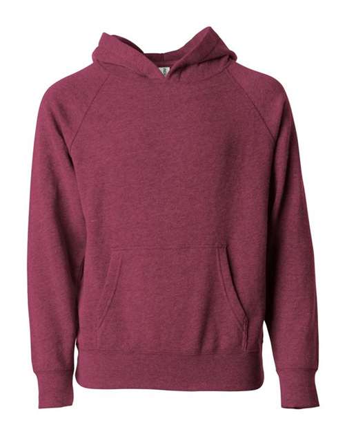 Independent Trading Co. PRM15YSB — Youth Lightweight Special Blend Raglan Hooded Sweatshirt — Crimson