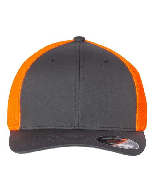 Flexfit 6511 — Trucker Cap — Charcoal/ Neon Orange