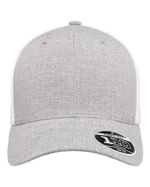 Flexfit 110M — 110® Mesh-Back Cap — Melange Silver/ White