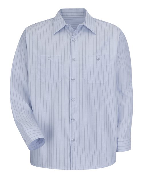 Red Kap SP10 — Men's Premium Long Sleeve Work Shirt — Light Blue/ Navy Stripe